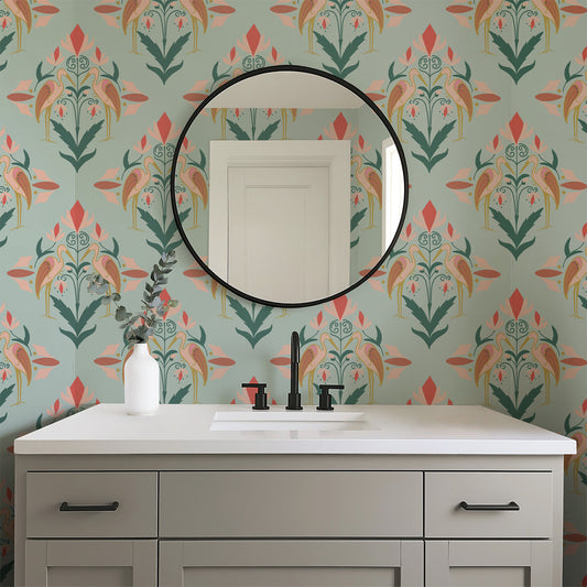 Art Deco Heron - Pink
