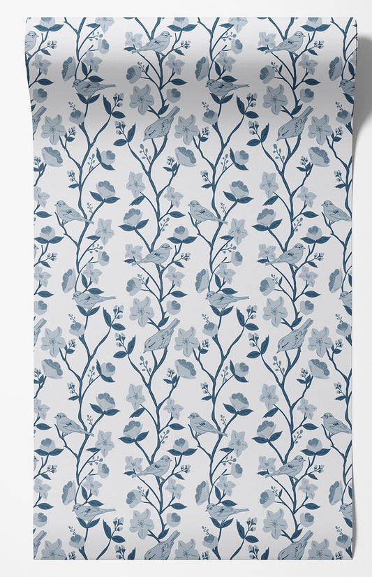Peach Blossoms Trailing Floral Wallpaper