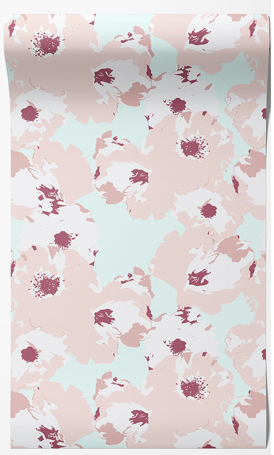 Cascading Roses Floral Wallpaper – Pink