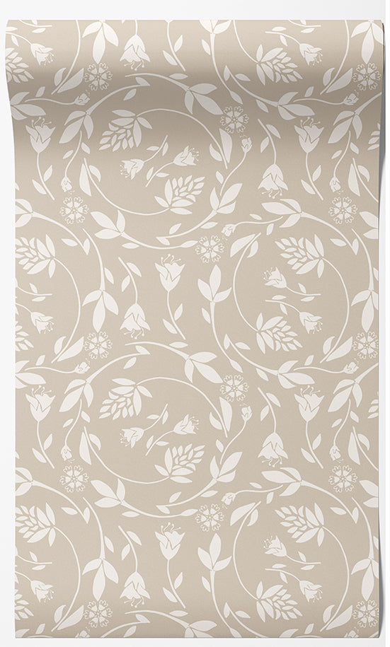 Floral Swirl - Blue and Neutral Colors