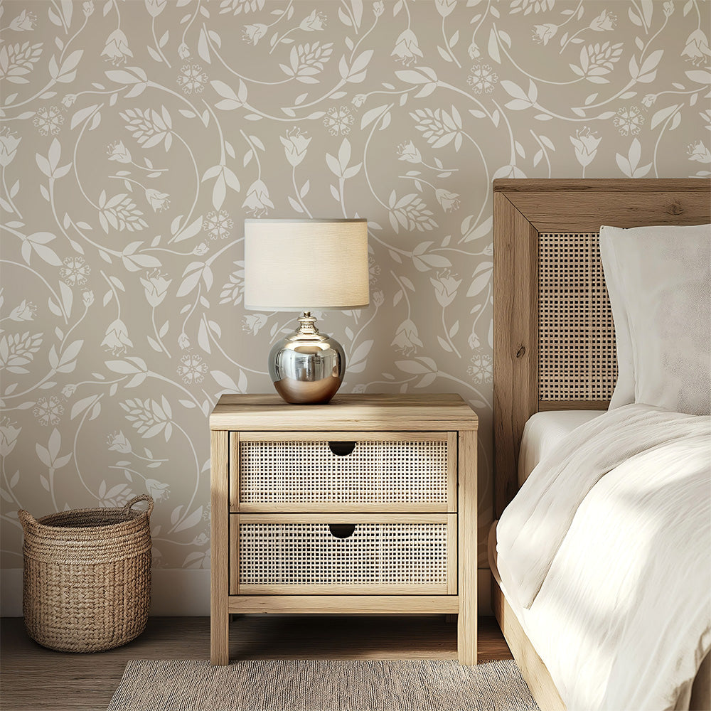 Floral Swirl - Blue and Neutral Colors