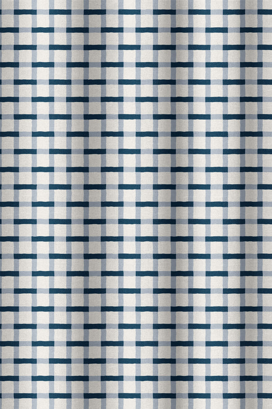 Wavy Plaid - Blue Fabric