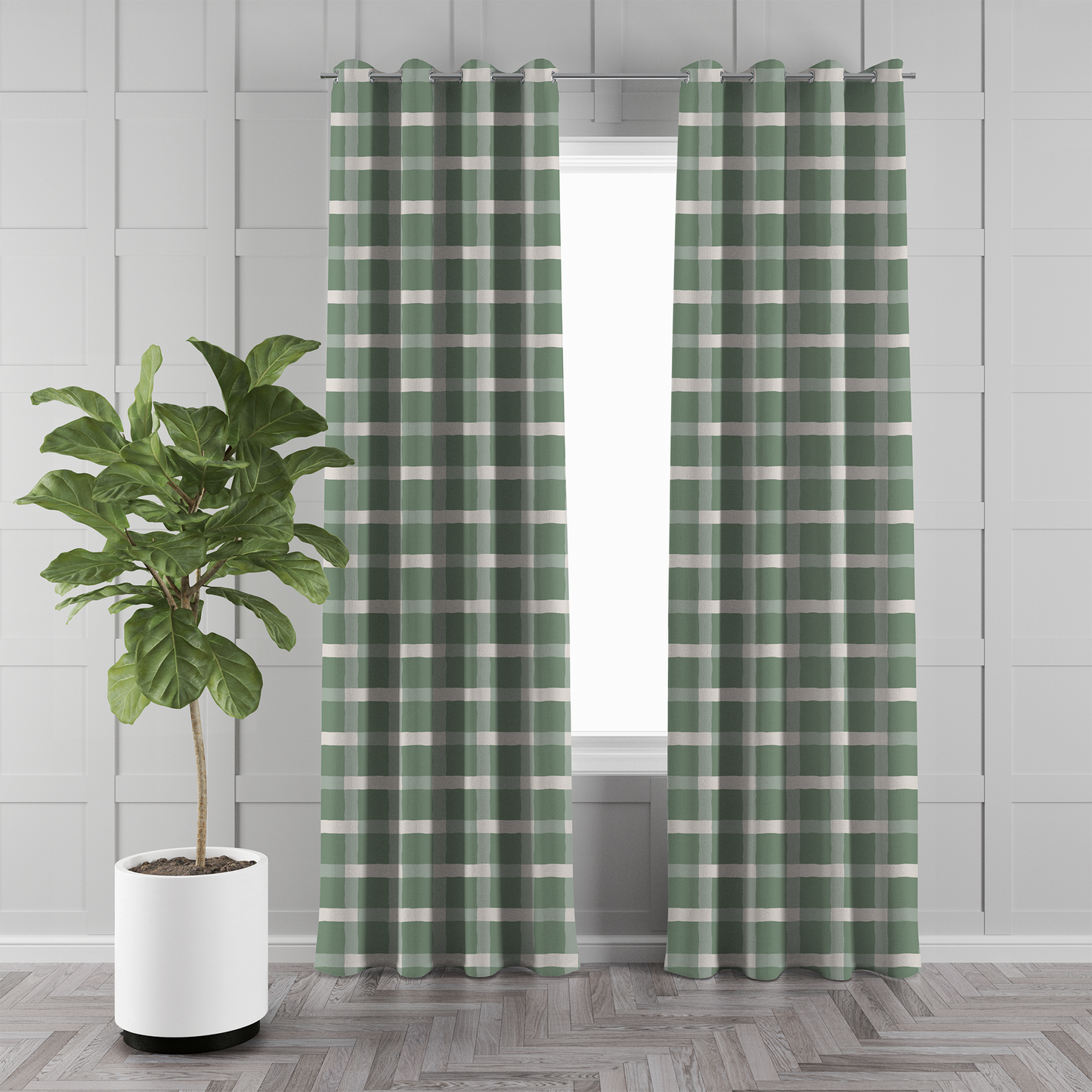 Wavy Plaid Green Fabric